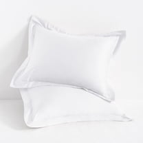 Flxxie 2 Pack 500 Thread Count Cotton Sateen Pillow Shams 20"x26" with 2" Flange, Standard, White
