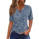 thumbnail image 2 of Fiudx Ofertas Flash Del Día Camiseta con Botones y Cuello En V de Manga Corta Estampada a La Moda para Mujer, 2 of 5