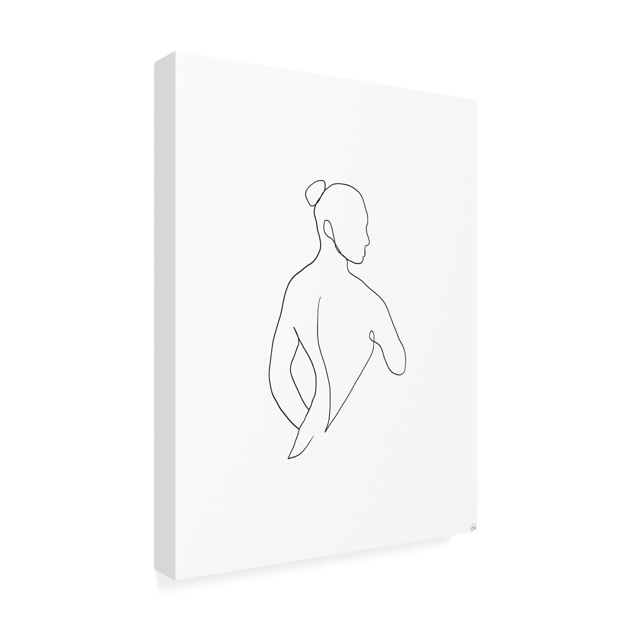 Canvas Wall Art - Line and Brush 'Line Female Back 4' Wall Art for Living Room, Bedroom, or Office Décor by Trademark Fine Art - 18 x 24 Inches