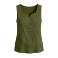 thumbnail image 5 of Noric Women's Cotton Linen Sleeveless Tank Top Scallop V-Neck Loose Fi Casual Summer Basic Tops, 5 of 6