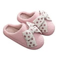 thumbnail image 2 of Bow House Slippers for Women Ladies Bowknot Comfy Fuzzy Bedroom Slippers Bride Wedding Indoor Outdoor Memory Foam Shoes, 2 of 8