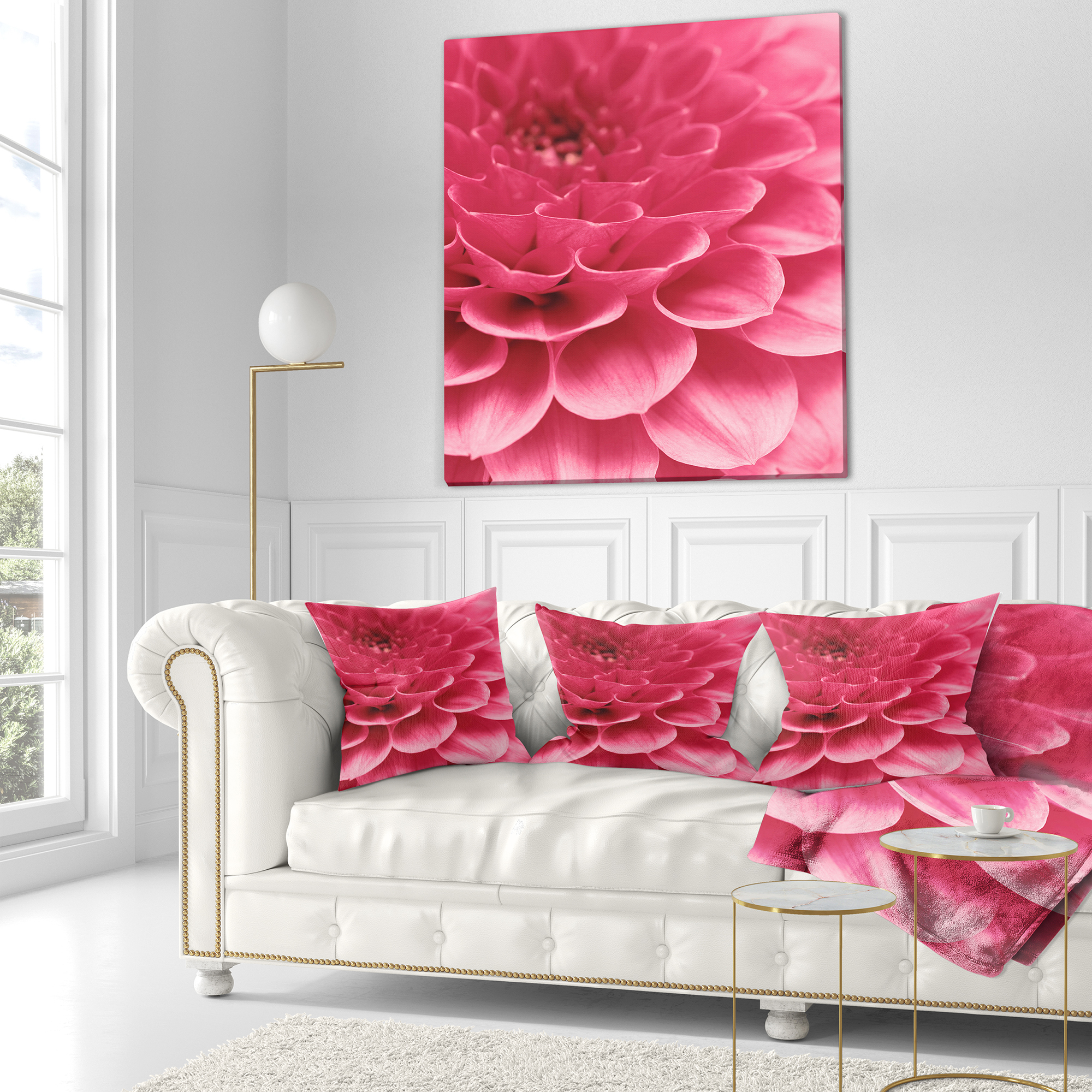 Designart 18" x 18" Pink Polyester Throw Pillow