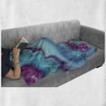 thumbnail image 6 of Marble Print Soft Flannel Fleece Throw Blanket, Abstract Color Formation Wavy Aqua Pink Lines Agate Slab Mineral Geographic, Cozy Plush for Indoor and Outdoor Use, 70" x 90", Aqua Pink, by Ambesonne, 6 of 6