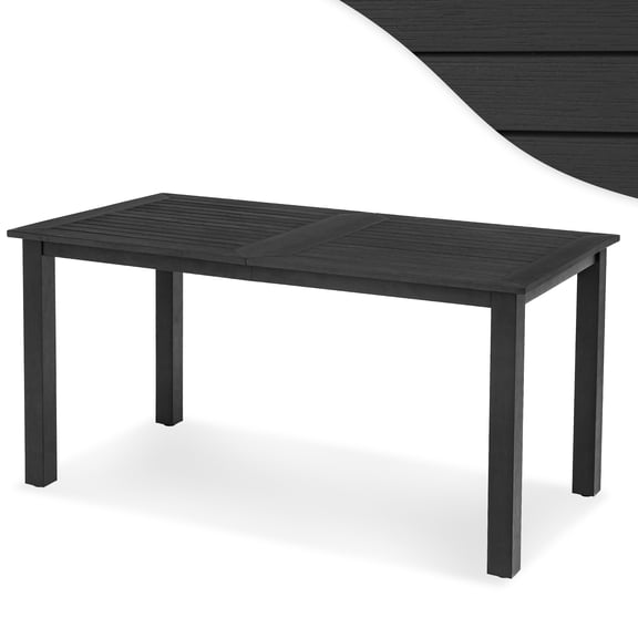 Dycanpo 6-Person Outdoor Dining Table, Weather-Resistant Rectangle Patio Table, 60x32x30in, Black
