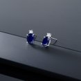 thumbnail image 4 of Gem Stone King 14k White Gold Blue Sapphire Earrings for Women (3.68Cttw, GemstoneSeptember Birthstone, Oval 8X6MM, Round 2.5MM), 4 of 4