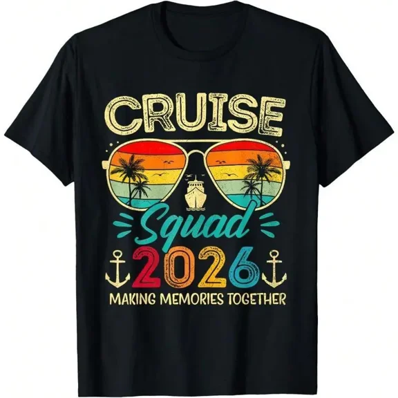 100% Cotton Crew Neck Short Sleeve Graphic T-Shirt, Lightweight Family Group Matching Tee For Cruise Summer Vacation