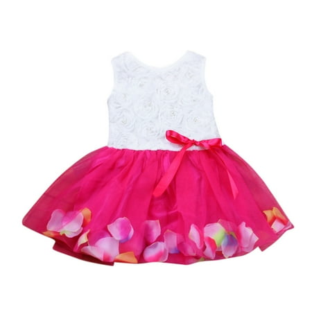 

Toddler Bowknot Petals Tulle Dresses Baby Girls Flower Gown Outfits Sweater for Girls 10-12