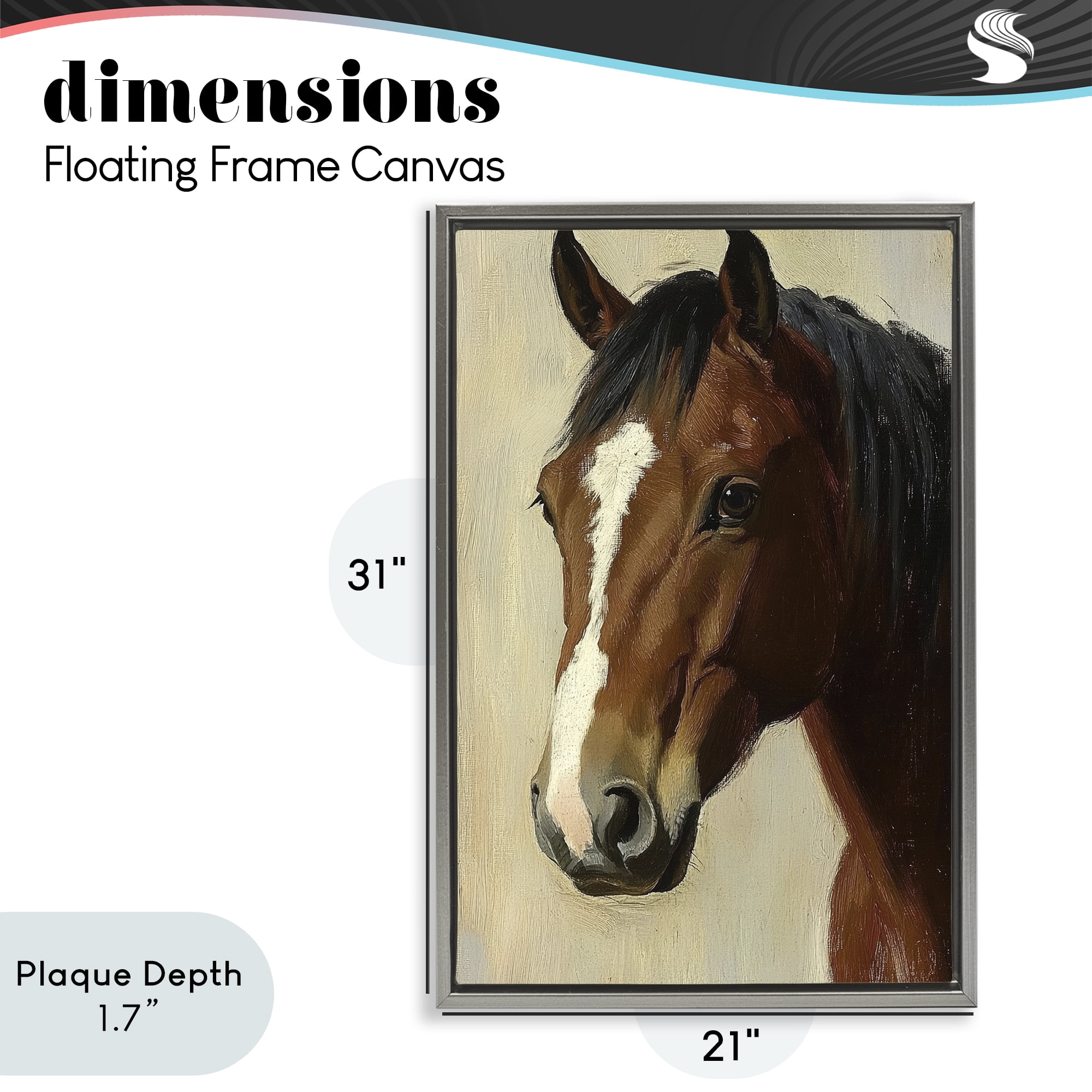 Stupell Industries Beautiful Brown Horse Portrait Gray Framed Floater Canvas Wall Art, design by Petal Prints Design