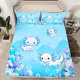 thumbnail image 2 of Homewish Kawaii Salamander Axolotl Twin Sheet Sets,Magic Ocean Animal Twin Fitted Sheet,Watercolor Sealife Coral 03 For Children,Breathable Home Decor,3pcs, 2 of 7