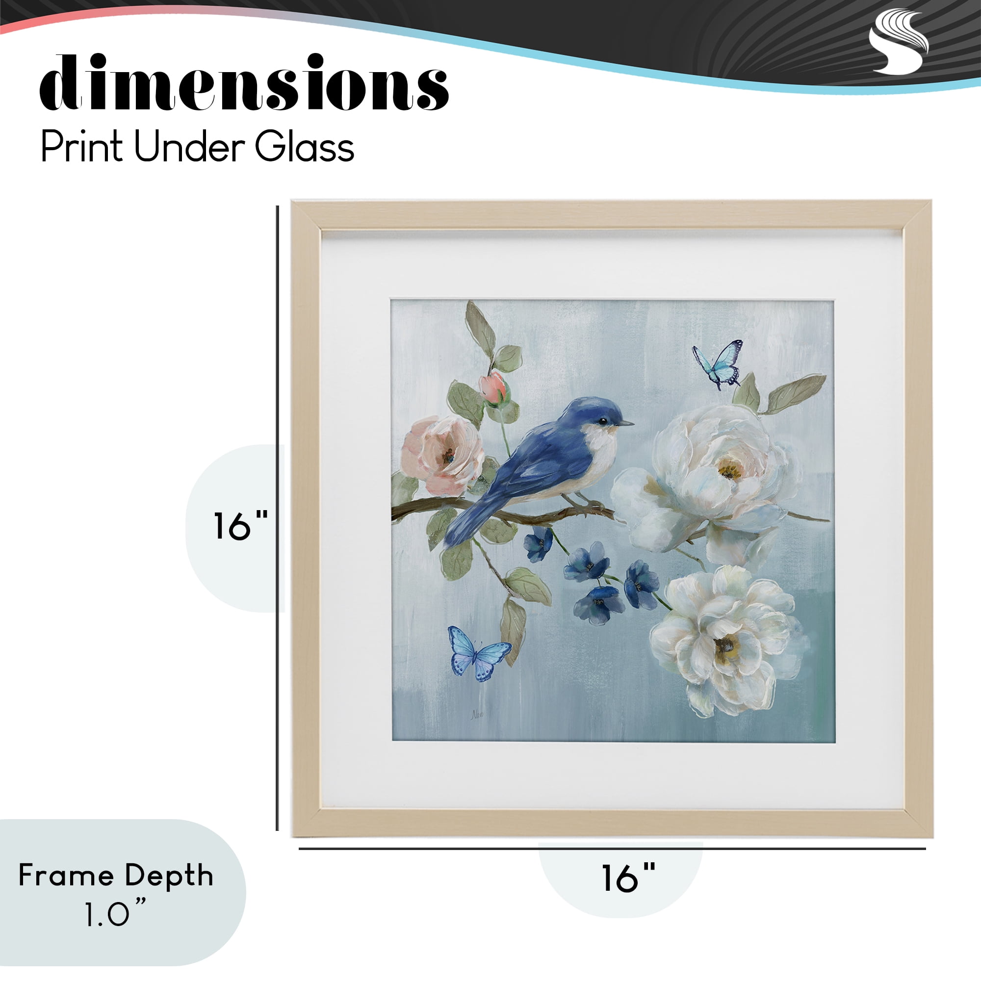 Stupell Industries Blue Bird Tranquility Birch Framed Print Under Glass, design by Nan