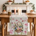 thumbnail image 2 of Table Runner 72 Inches Long for Kitchen Dining, Easter Dresser Scarf Farmhouse, Dining Table Decorations for Wedding/Parties, Retro Spring Bunny Colorful Eggs Flowers Leaves 16 x 72 In, 2 of 8