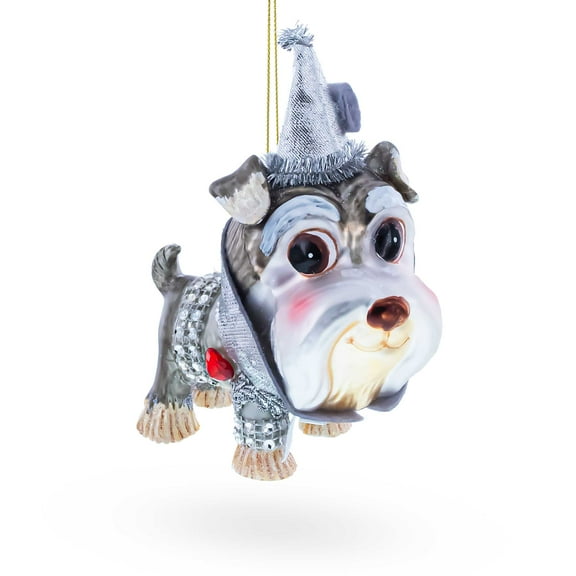 Schnauzer Glass Christmas Ornament