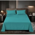 thumbnail image 3 of Rayon Bamboo Sheets Set Full Teal Sheets Deep Pocket 4 Piece, 3 of 5