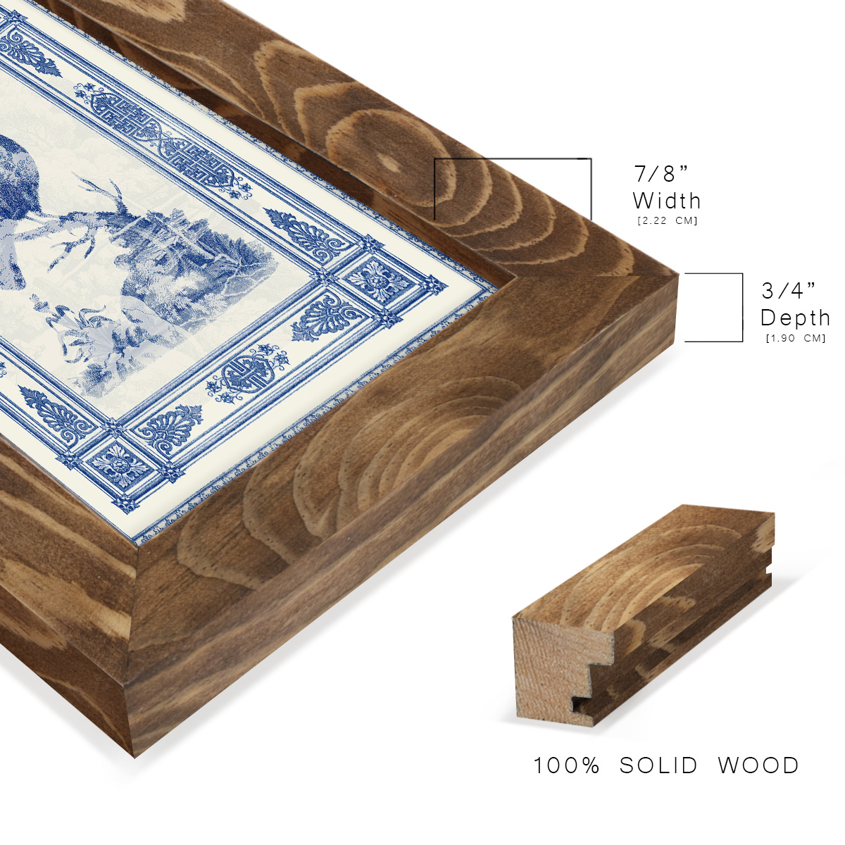Toile de Jouy I -Framed Print w/glass-Walnut