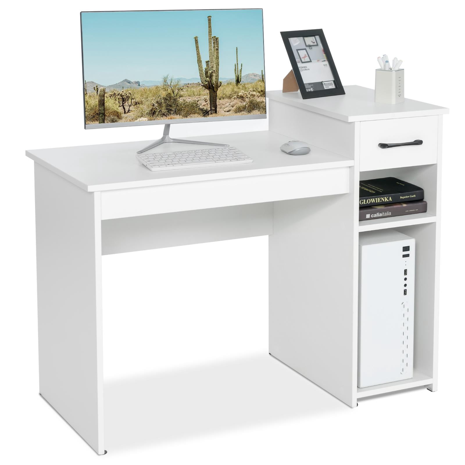 Giantex Computer Table Desk, Modern Simple Wooden Desk w/Storage Drawer ...