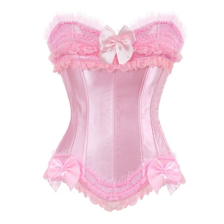 Vblhal Deals of the Day Today only Corsets for Women Ruffle Lace Tube Tops Renaissance Push up Bodyshaper Tummy Control Lingerie Bustier