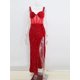 thumbnail image 1 of Kricesseen Elegant Mesh Sequins Velvet Maxi Dress New Glam Women Spaghetti Strap High Split Birthday Clubwear Long DressM Gao Jinjia LED, 1 of 2