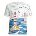 thumbnail image 5 of Lighthouse Sailboat Ocean Waves Seagulls T Shirts Basic T-Shirt Short Sleeve Ladies Tee Shirt Summer Graphic Clothing, 5 of 7