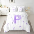 thumbnail image 2 of Castle Fairy Monogrammed Letter P 7-Piece Twin Bedding Sets for Teens Boys Girls,Kawaii Bow Bedding Comforter Set,Geometric Stripes Breathable Sheet Sets,Super Cozy Room Decor, 2 of 8
