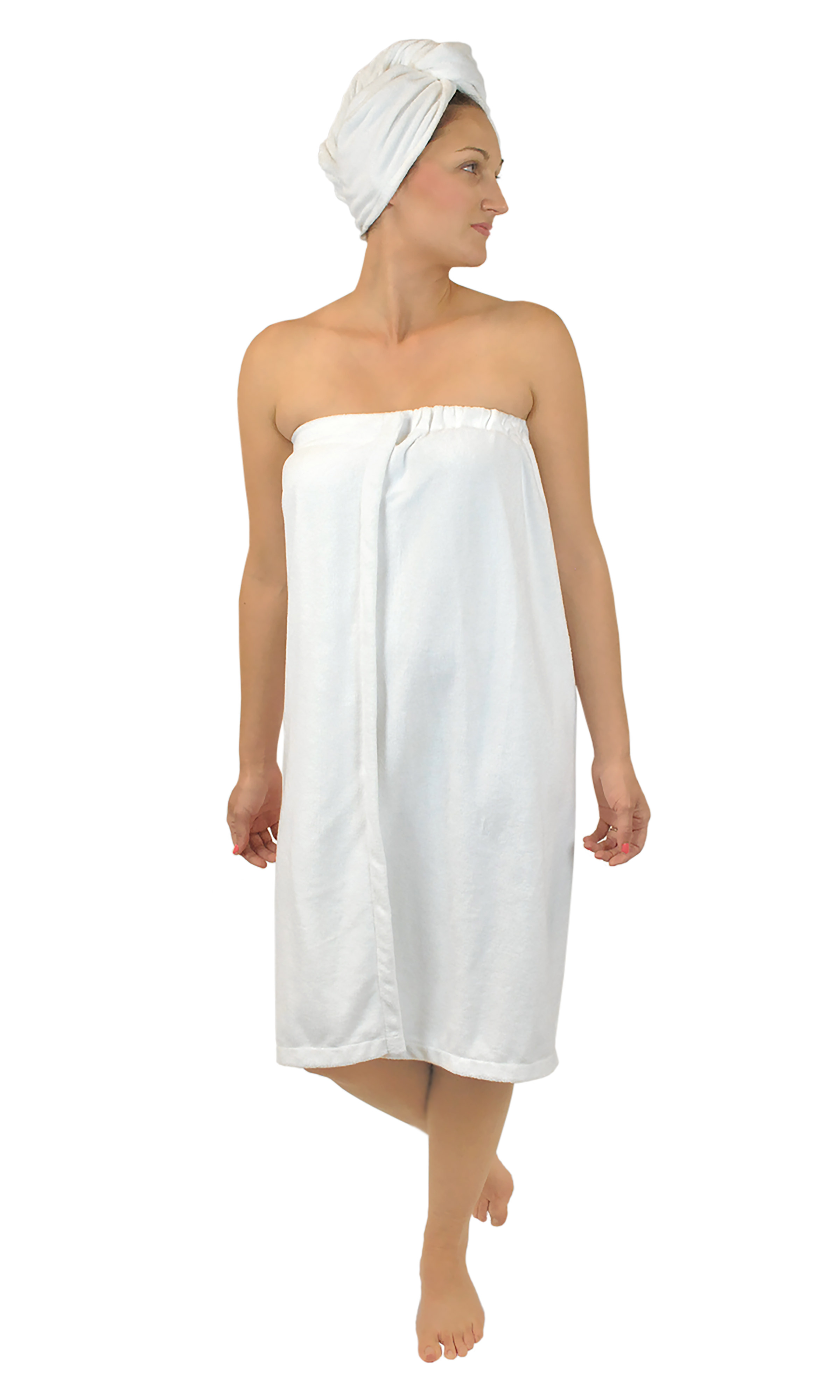 Design Imports Shower Wrap and Hair Wrap Set, Wrap 55"x32.5"; Hair 25