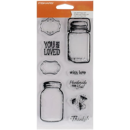 Vintage Stamping Setting - 4x8 Inch Clear Stamps, Vintage Jars, Ideal for adding distinctive stamped embellishments to handmade cards, scrapbook pages or other paper craft projects By Fiskars