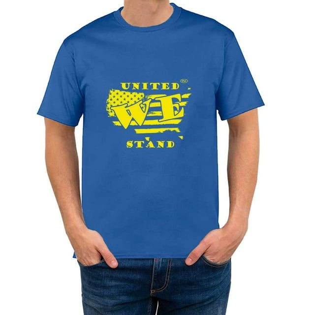 The Season Essentials All States Collection “United We Stand” 100% Cotton Unisex T-shirt Graphic Tee, Navy/Yellow, X-Small