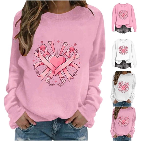 Kctiaxy Womens Crewneck Sweatshirt Long Sleeve Pullover Tops Fashion Graphic Print Fleece Outerwear Jacket