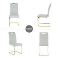 thumbnail image 5 of 6 Pieces Modern Dining Chairs with Faux Leather Padded Seat, Upholstered Chair Set with Chrome Metal Legs, Side Chairs Set for Kitchen, Living Room, Bedroom, Waterproof and Antifouling, Grey+Gold, 5 of 9