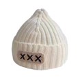 thumbnail image 2 of harmtty Warm Baby Knitted Hat Thick Elastic Soft Regular Fit Unisex Anti-slip Warm Cold Resistant Striped Texture Decorative Children Beanie Winter Cap Beige, 2 of 8