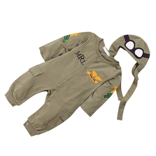 Bebé niño pequeños avión mameluco vestido de lujo con sombrero manga verde 100 Zulema Bebés que el mono