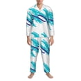 thumbnail image 3 of Susaid Northern Lights Print Pajamas Set Mens Pajamas Long Sleeve Loungewear Two-Piece Sleepwear Button-Down Pjs Set,2PJSMedium, 3 of 7