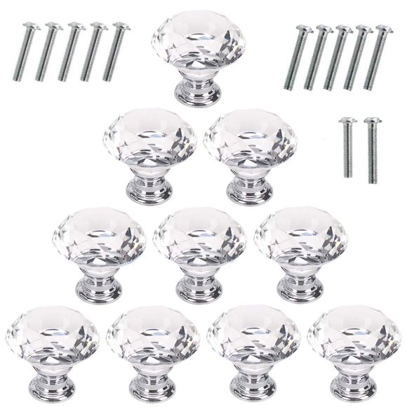 Perillas para gabinete Akstore de vidrio cristalino de 30 mm, forma de diamante