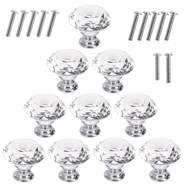 Perillas para gabinete Akstore de vidrio cristalino de 30 mm, forma de diamante
