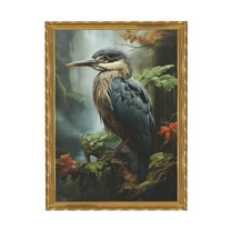 WFSposter Heron Bird Wall Art Moody Bird Pictures Blue Heron Print Wild Animal Canvas Art Egret Artwork Wild Bird Picture Gothic Posters Plant Vintage Bird Artwork Moody Flower Painting Decor 16x24