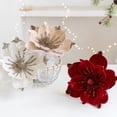 thumbnail image 5 of Flor artificial de Navidad con purpurina, 24 cm, color rojo, verde y dorado, para decoración de árboles de Navidad, de tela de terciopelo de alta calidad, cabeza de flor grande falsa, 1 unidad, 5 of 5