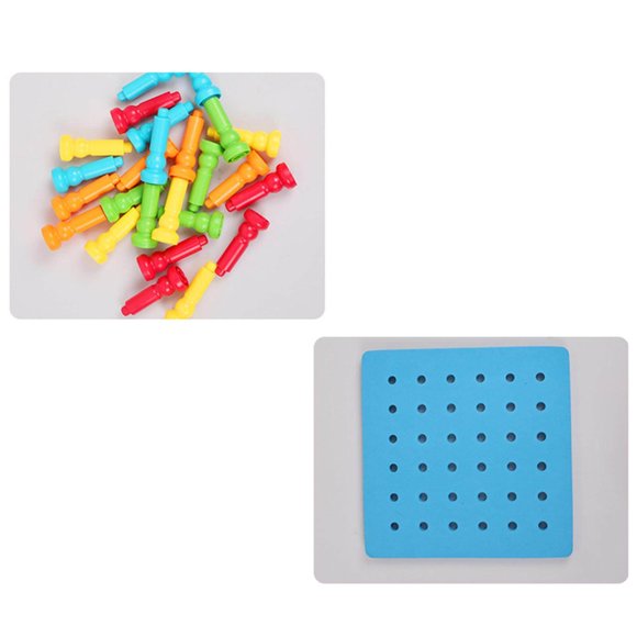 Langgg Stacking Peg Board Set Colors Sorting Toy Preschool Montessori Wooden Toy Colors Sorting Toy 25 Pegs & Board Montessori for Boys Girls