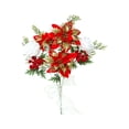 thumbnail image 2 of JeashCHAT Artificial Christmas Flowers Poinsettia White Rose Bouquet with Red Berries for Vase Xmas Table Centerpiece Holiday Decor, 17.3", 2 of 6