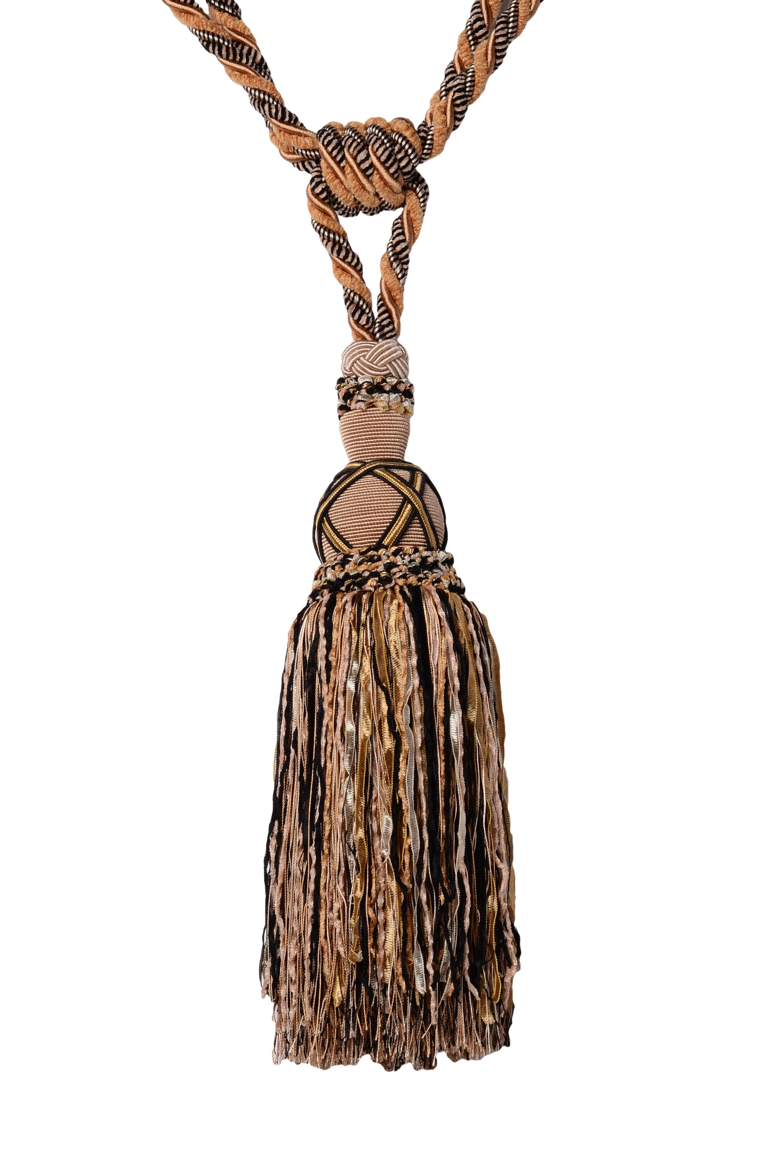 Lovely Black, Gold, beige Drapery Tassel Tieback / 12" tassel, 34