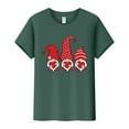 thumbnail image 2 of YEJIMAN Women's Gnome Print Round Neck Short Sleeve T Shirt Top, Green V Neck T Shirts For Women, Polyester,Spandex Usa Shirts For Women, 2 of 4