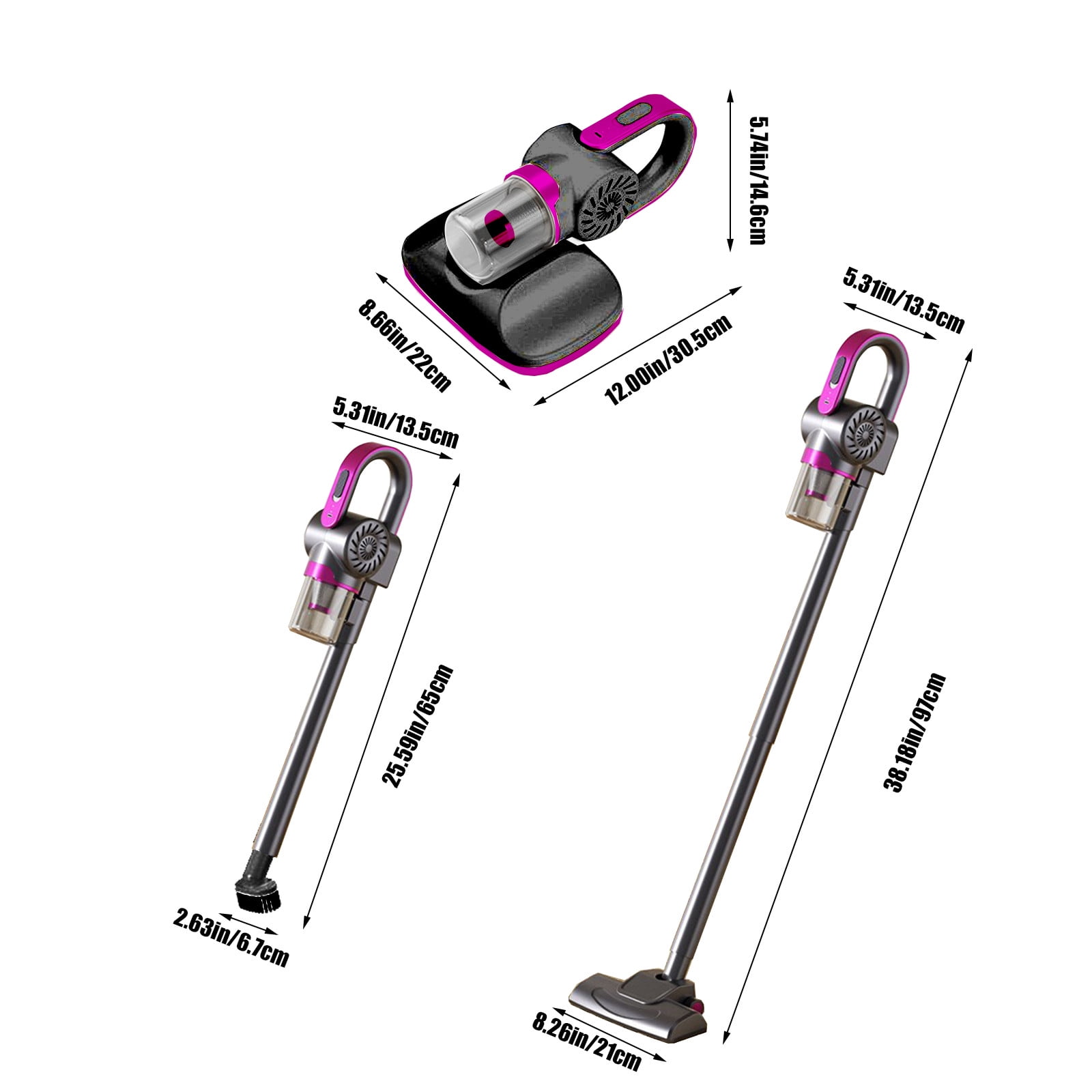 RBCKVXZ Cordless Vacuum Cleaner Rechargeable with 2000mAh Battery, 11000Pa Detachable Vacuum with Filter, Lightweight Portable Handheld Stick Vacuum for Carpet, Hard Floor, Pet Hair, Purple