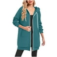 thumbnail image 4 of Zipper Long Hoodies for Women, Oversized Jacket Coat with Pocket, Casual Fall Long Sleeve Sweatshirts, 4 of 6