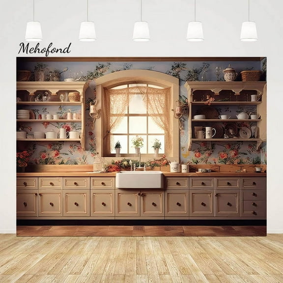 Mehofond Photography Background Winter Christmas Indoor Kitchen Cupboard Xmas Kids Family Portrait r Backdrop Photo Studio