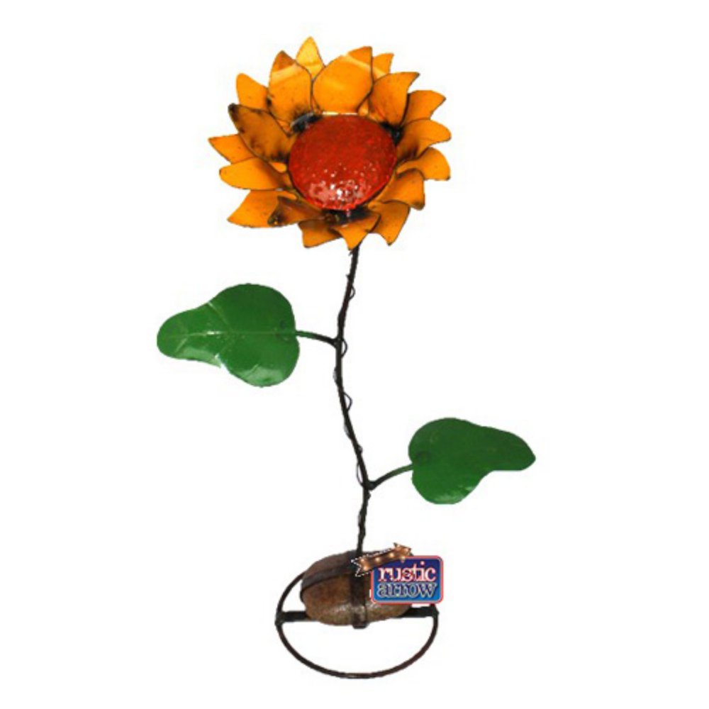 Rustic Arrow Sunflower Orange Center On Rock Base Yard Art Walmart
