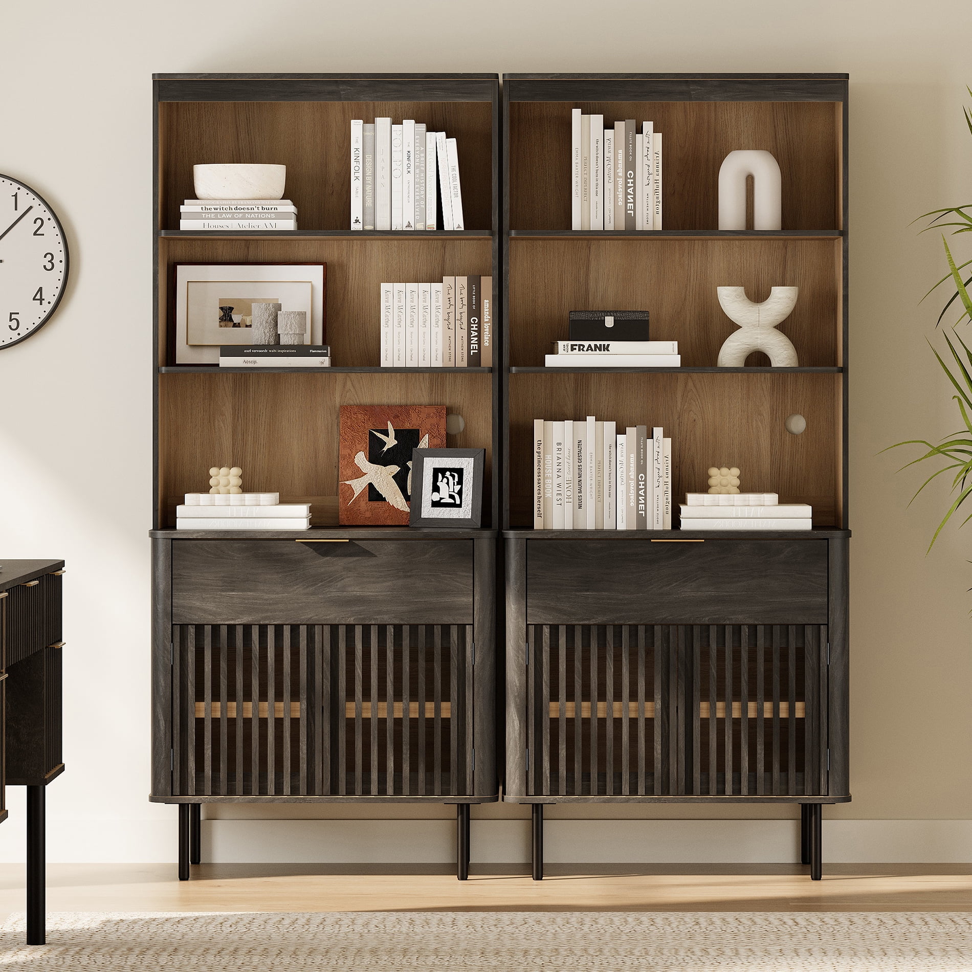 72.8" H X 63" W Kitchen Pantry Storage Cabinet, Push-to-open Door Kitchen Hutch With Drawer And Adjustable Shelf, Black