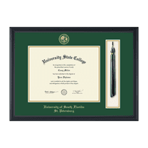 Framerly - USF Tassel Diploma Frame with Tartan Green and Gold Mat