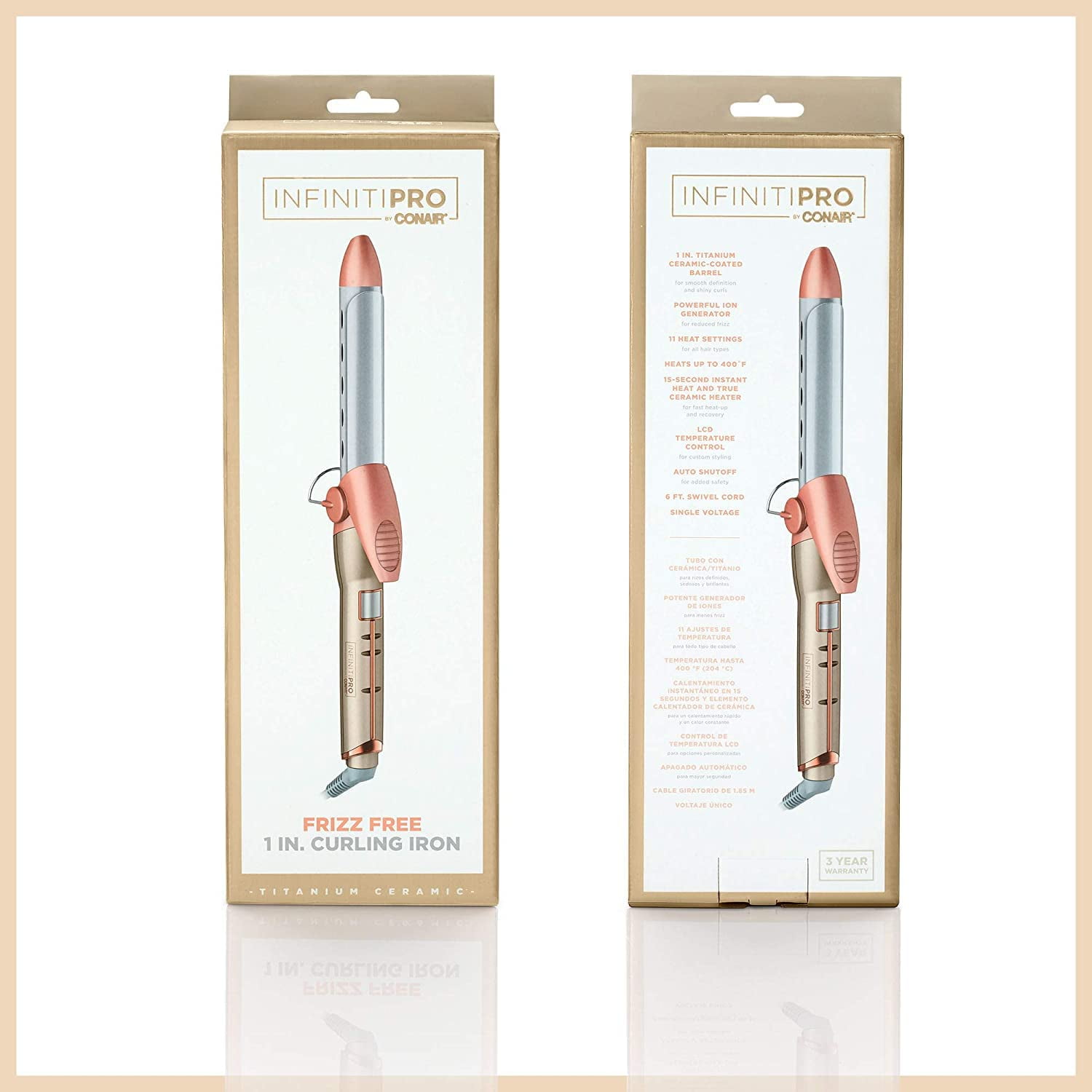 INFINITI PRO CONAIR 1" Titanium Ceramic Curling Iron, Creates Classic Curls