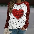 thumbnail image 2 of Penkiiy Mode Dames Saint-Valentin Imprimé Sans Tête Manches Longues Col Rond m Rouge, 2 of 5