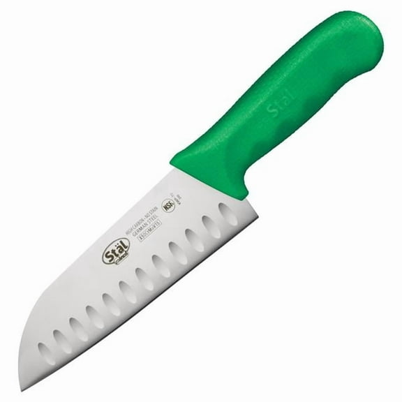 Winco KWP-70G Stal 7 in. Santoku Knife - Green Polypropylene Handle