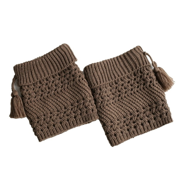 Wosthever Calentador de piernas, funda para mantener el calor, adorno para vestirse, puños para botas con colgante de borla, accesorio de ropa, rodilleras Suministros térmicos Caqui Wosthever HA059253-04