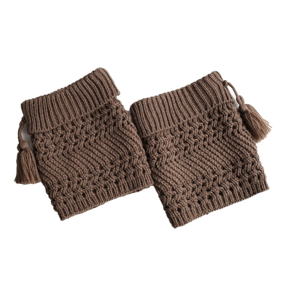 Bewildely Calentador de piernas, funda para mantener el calor, accesorios de vestir para mujer, adorno de vestir, puños de bota tejidos, Suministros térmicos Caqui